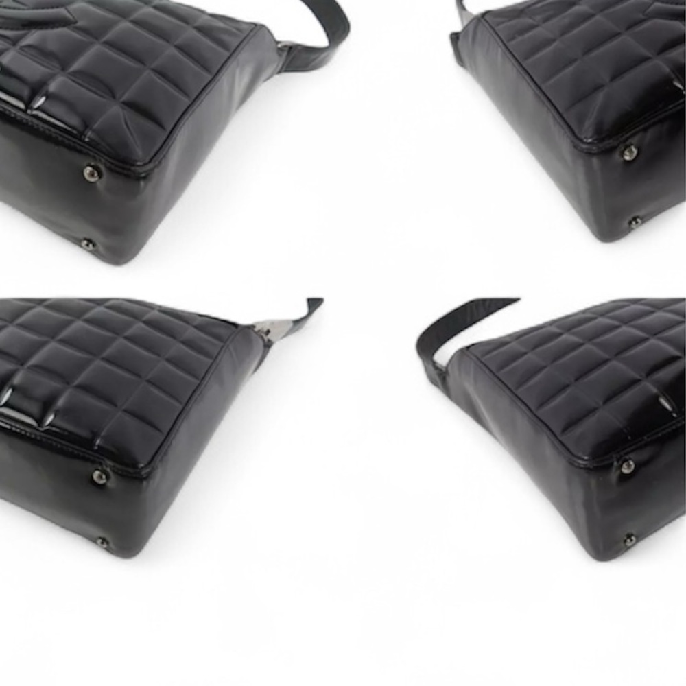 CHANEL COCO MARK CHOCOLATE BAR Shoulder Bag • EUC BLACK PATENT LEATHER - Picture 7 of 14